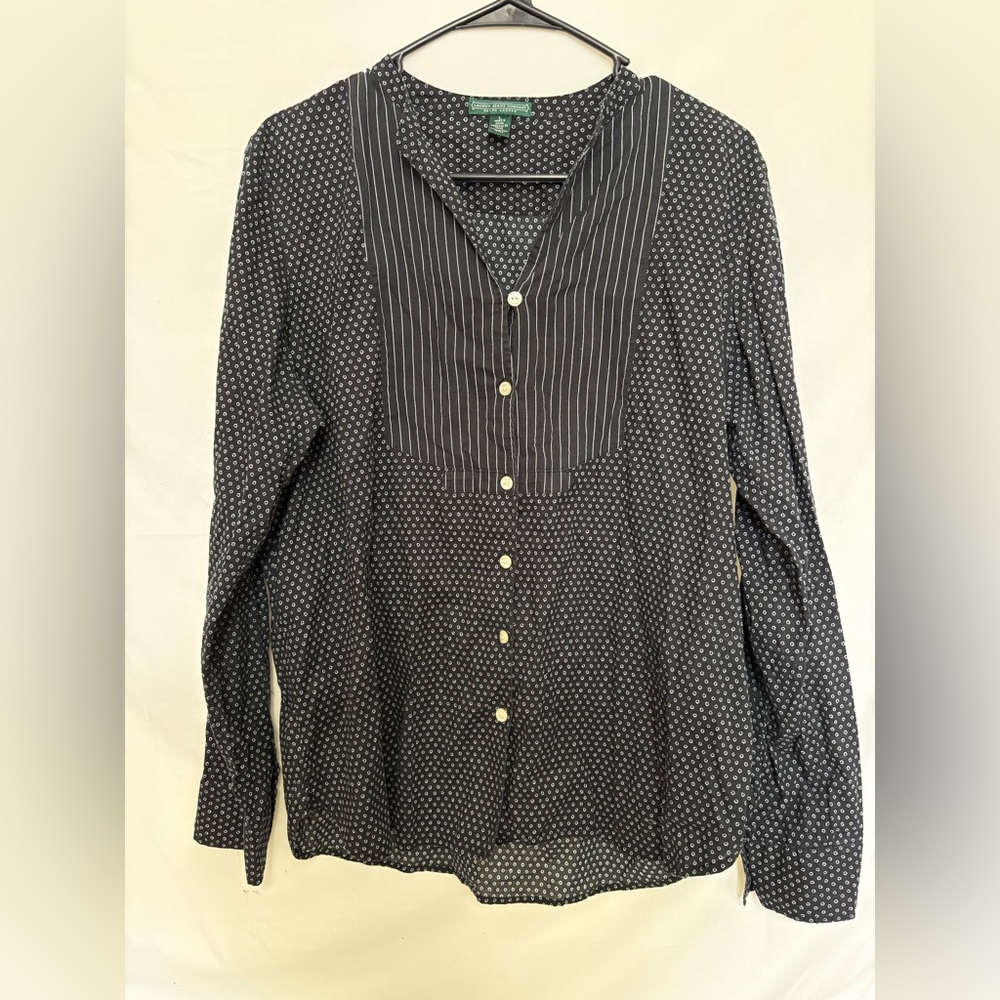 Lauren Ralph‎ Lauren Cotton Button Down Shirt Size Large